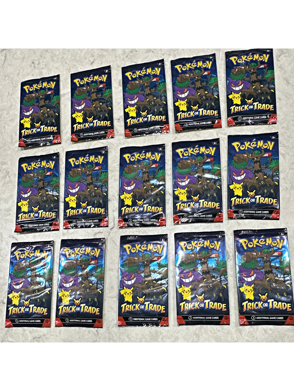 Pokemon TCG Trick or Trade 3-Card Mini Booster Pack Lot - 15 Sealed Packs